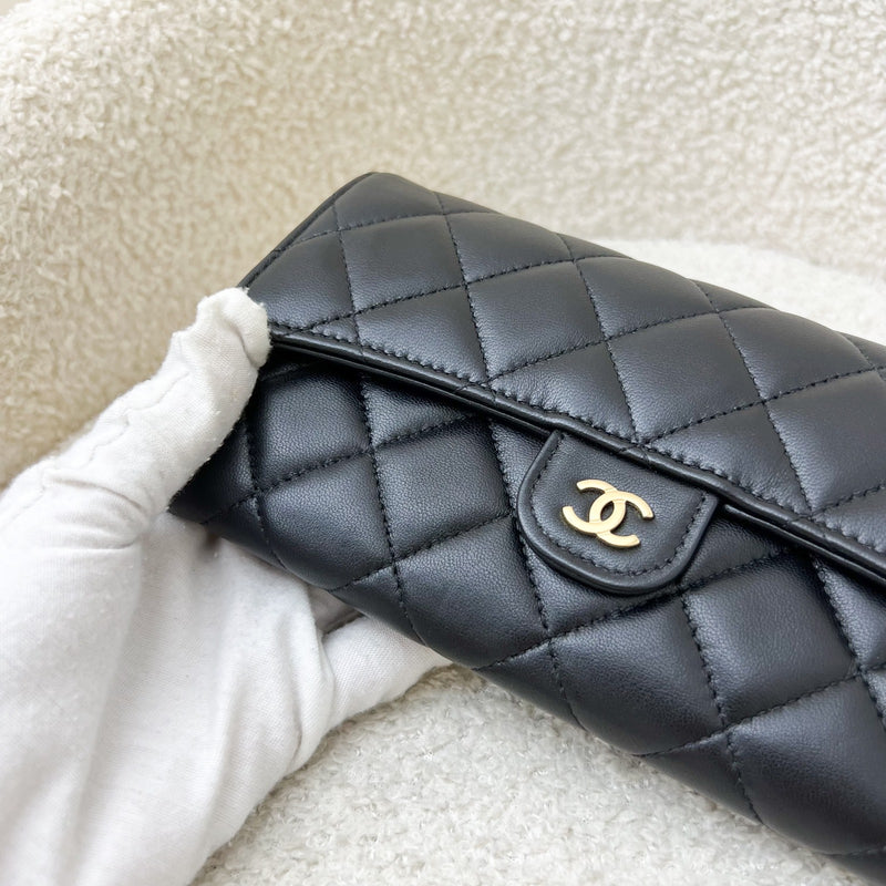 Chanel Classic Long Wallet in Black Lambskin and GHW (Model: AP0241)