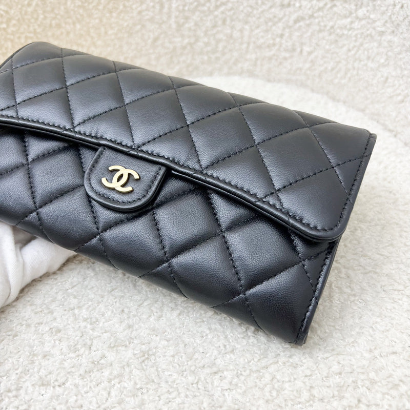 Chanel Classic Long Wallet in Black Lambskin and GHW (Model: AP0241)