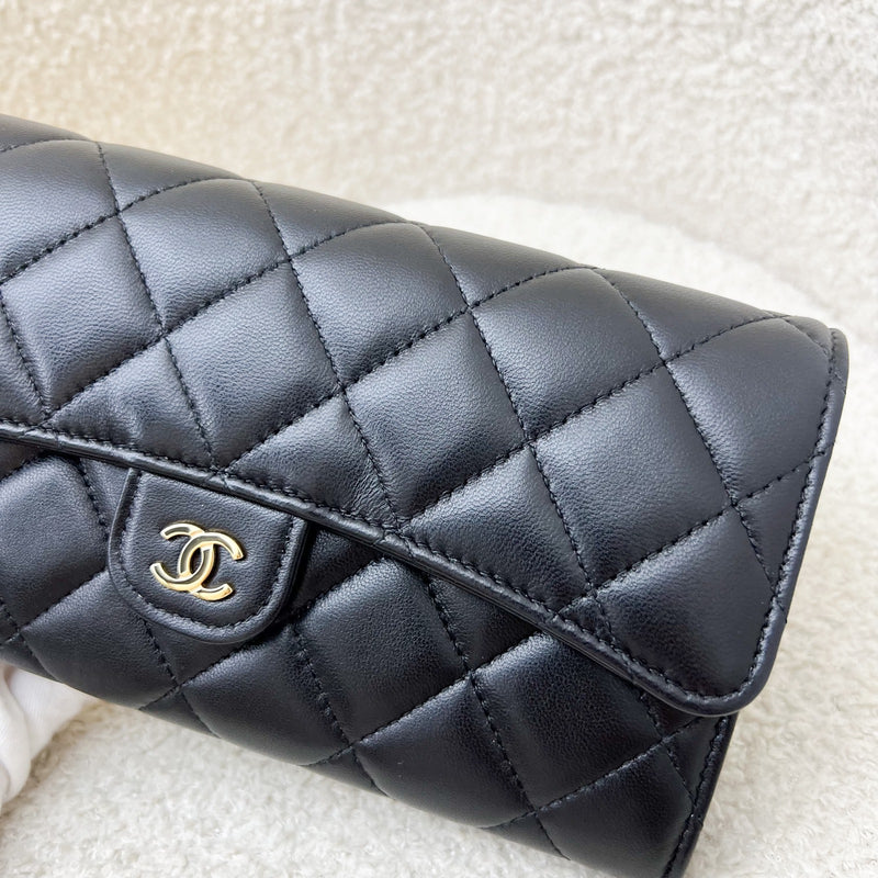 Chanel Classic Long Wallet in Black Lambskin and GHW (Model: AP0241)