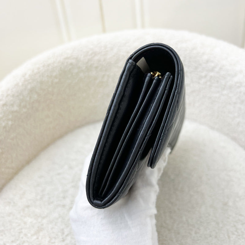 Chanel Classic Long Wallet in Black Lambskin and GHW (Model: AP0241)
