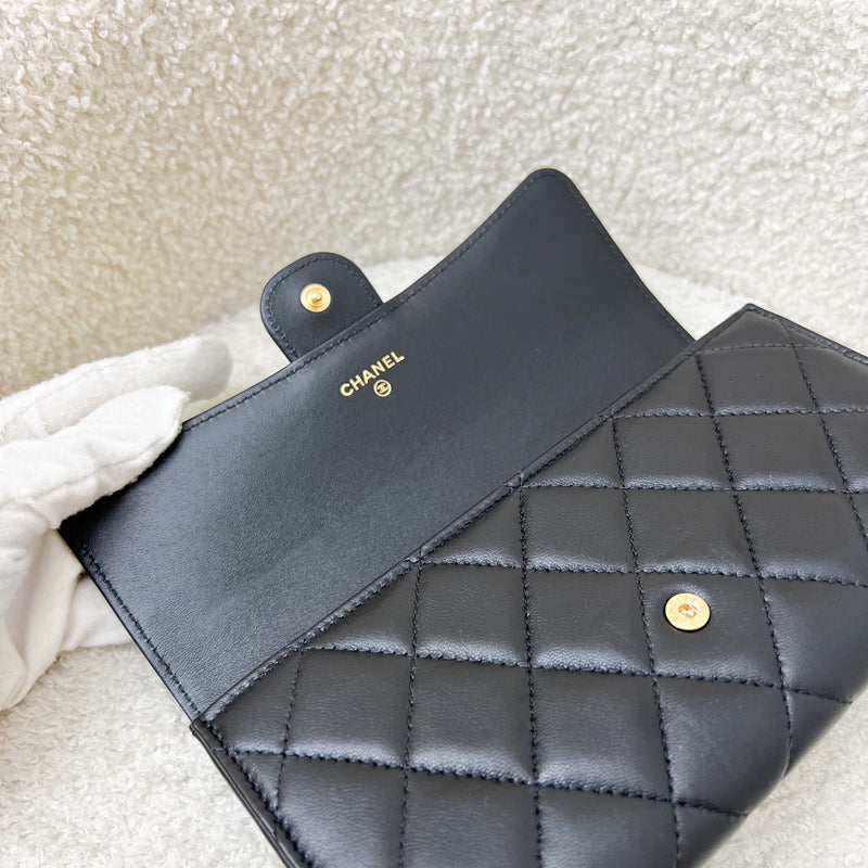 Chanel Classic Long Wallet in Black Lambskin and GHW (Model: AP0241)