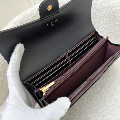 Chanel Classic Long Wallet in Black Lambskin and GHW (Model: AP0241)