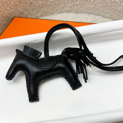 Hermes So Black Rodeo PM Charm in Noir Lambskin