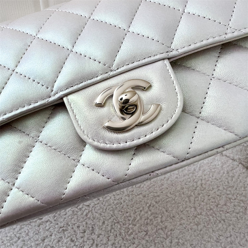 Chanel Classic Mini Rectangle Flap in 20B Iridescent Ivory Lambskin LGHW