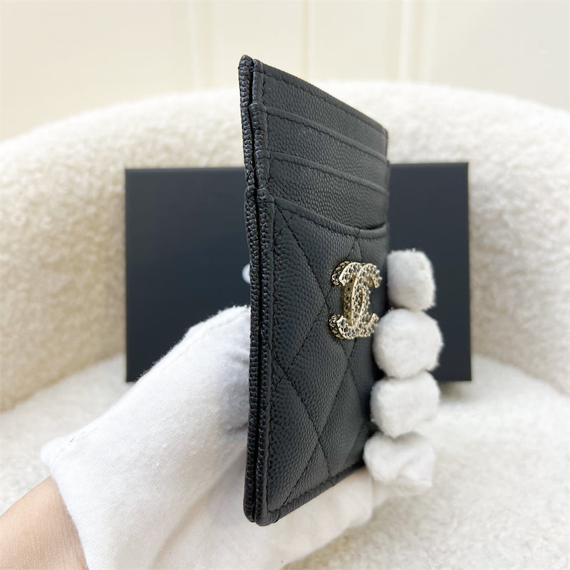 Chanel Seasonal Flat Card Holder in Black Caviar and GHW (AP3404)