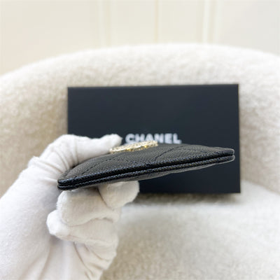 Chanel Seasonal Flat Card Holder in Black Caviar and GHW (AP3404)