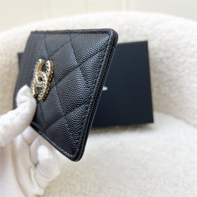 Chanel Seasonal Flat Card Holder in Black Caviar and GHW (AP3404)