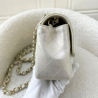 Chanel Classic Mini Rectangle Flap in 20B Iridescent Ivory Lambskin LGHW