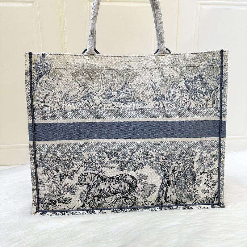 Dior Large Book Tote in Ombre Bluish Grey Toile De Jouy Canvas