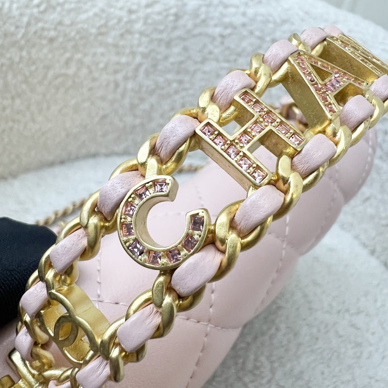 Chanel 24C Top Handle Wallet on Chain WOC in Rose Clair Pink Lambskin and AGHW (Model: AP3664)