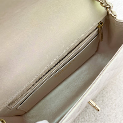 Chanel Classic Mini Rectangle Flap in 20B Iridescent Ivory Lambskin LGHW