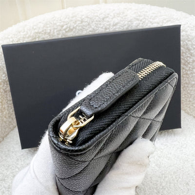 Chanel Medium Mid-length Zippy Wallet in Black Caviar and GHW (AP0226)