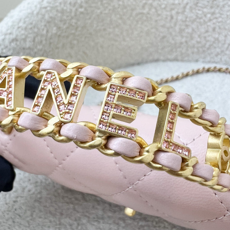 Chanel 24C Top Handle Wallet on Chain WOC in Rose Clair Pink Lambskin and AGHW (Model: AP3664)