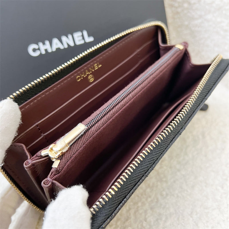 Chanel Medium Mid-length Zippy Wallet in Black Caviar and GHW (AP0226)