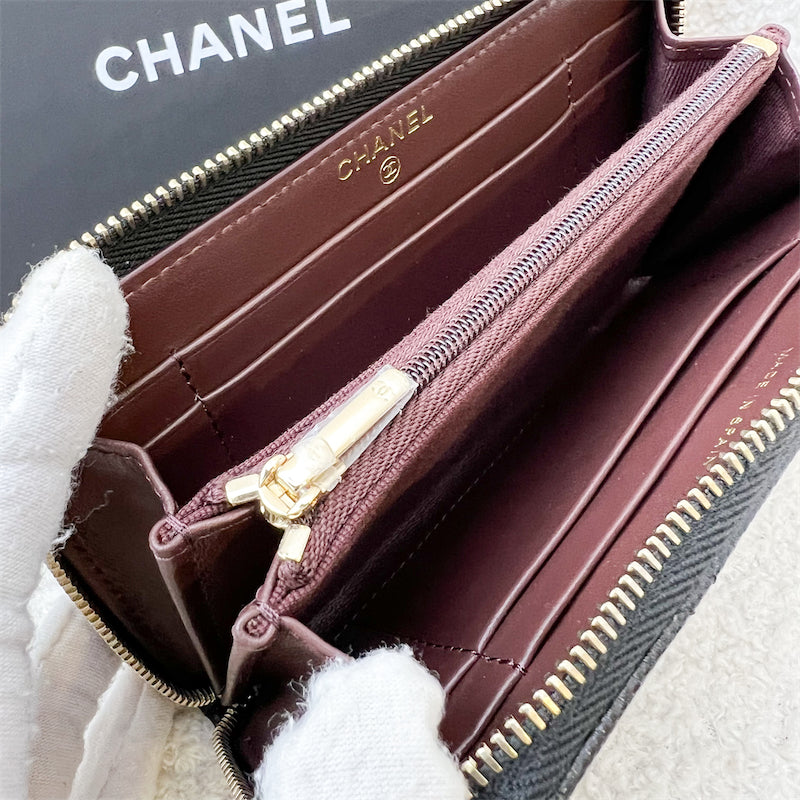 Chanel Medium Mid-length Zippy Wallet in Black Caviar and GHW (AP0226)