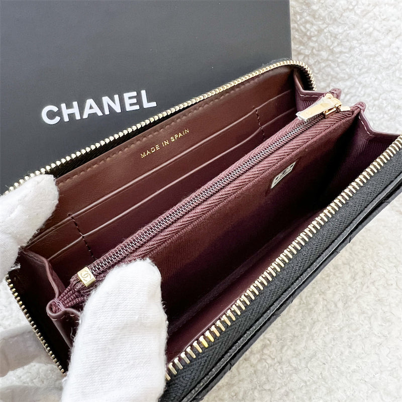 Chanel Medium Mid-length Zippy Wallet in Black Caviar and GHW (AP0226)