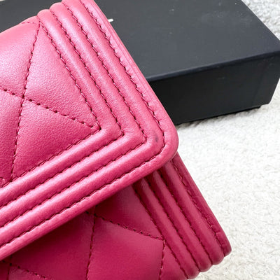 Chanel Boy Mid Length Wallet in Dark Pink Lambskin and RHW