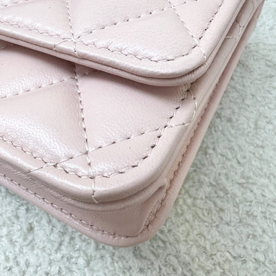 Chanel 24C Top Handle Wallet on Chain WOC in Rose Clair Pink Lambskin and AGHW (Model: AP3664)