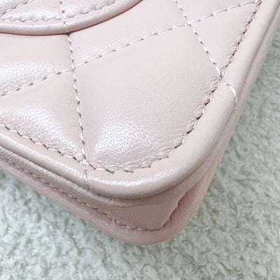 Chanel 24C Top Handle Wallet on Chain WOC in Rose Clair Pink Lambskin and AGHW (Model: AP3664)