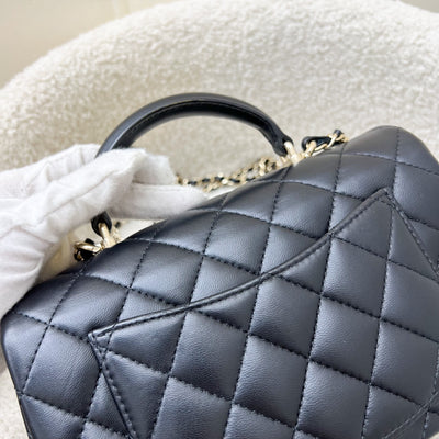 Chanel Classic Top Handle Mini Rectangle Flap in Black Lambskin and LGHW