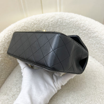 Chanel Classic Top Handle Mini Rectangle Flap in Black Lambskin and LGHW