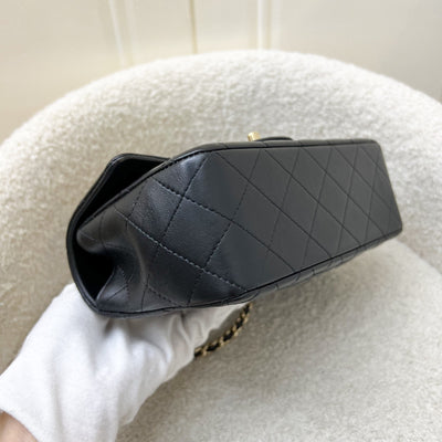 Chanel Classic Top Handle Mini Rectangle Flap in Black Lambskin and LGHW