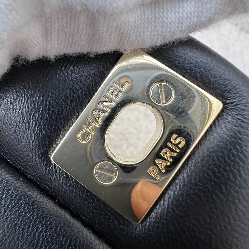 Chanel Classic Top Handle Mini Rectangle Flap in Black Lambskin and LGHW