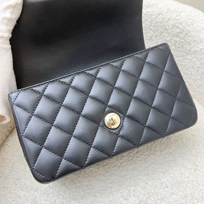 Chanel Classic Top Handle Mini Rectangle Flap in Black Lambskin and LGHW