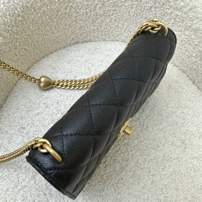 Chanel 24P Heart Adjustable Chain Wallet on Chain WOC in Black Caviar and AGHW