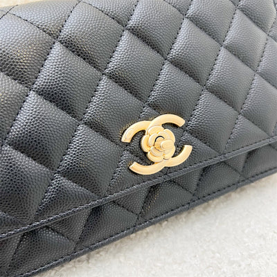 Chanel 23K Wallet on Chain WOC with Charms in Black Caviar and GHW