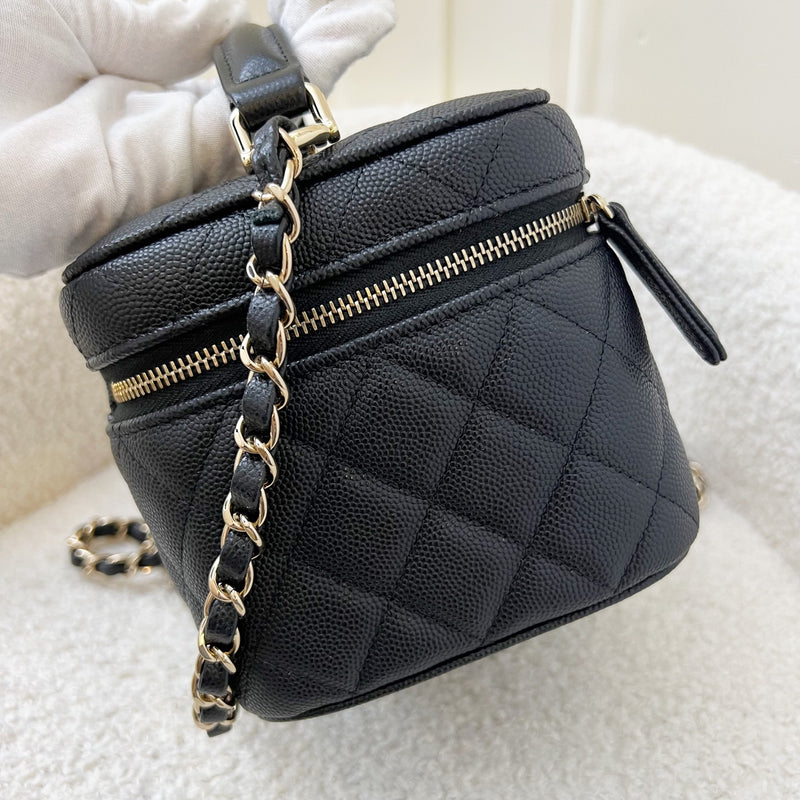 Chanel 22S Top Handle Vanity Case with Chain in Black Caviar LGHW