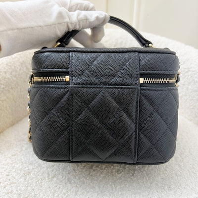 Chanel 22S Top Handle Vanity Case with Chain in Black Caviar LGHW