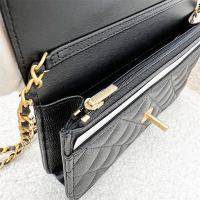 Chanel 23K Wallet on Chain WOC with Charms in Black Caviar and GHW