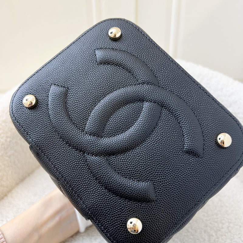 Chanel 22S Top Handle Vanity Case with Chain in Black Caviar LGHW