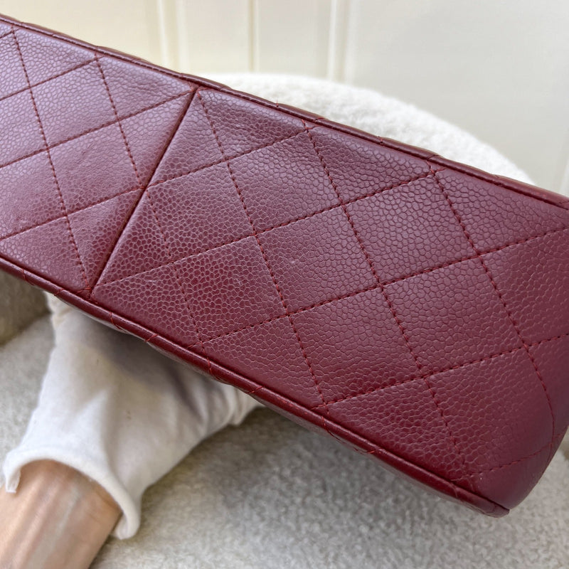 Chanel Jumbo Classic Flap DF in Dark Red Caviar and SHW