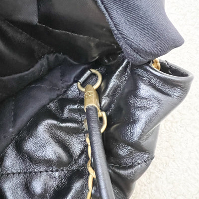 Chanel 22 Mini Hobo Handbag in Black Shiny Calfskin and AGHW