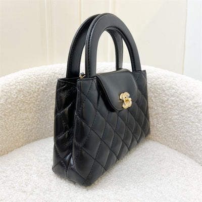 Chanel 23K Mini / Small Kelly Bag in Black Calfskin and AGHW