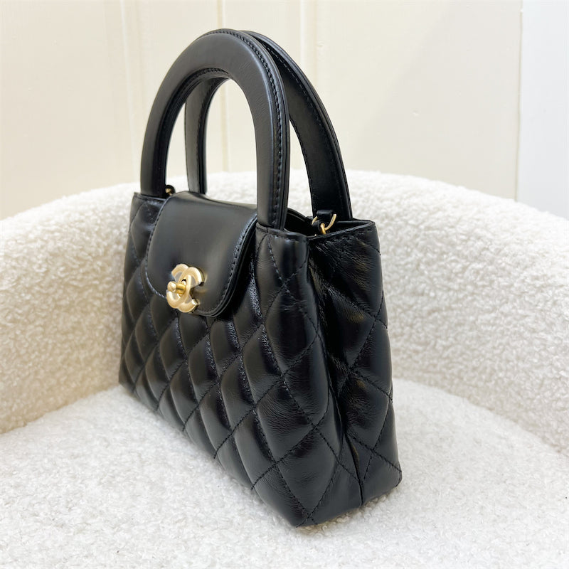 Chanel 23K Mini / Small Kelly Bag in Black Calfskin and AGHW