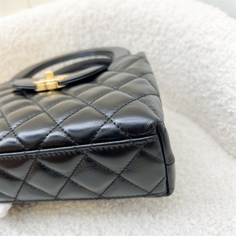 Chanel 23K Mini / Small Kelly Bag in Black Calfskin and AGHW