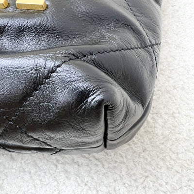 Chanel 22 Mini Hobo Handbag in Black Shiny Calfskin and AGHW