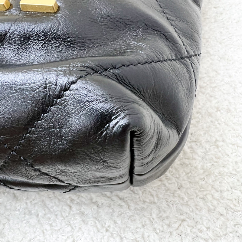 Chanel 22 Mini Hobo Handbag in Black Shiny Calfskin and AGHW