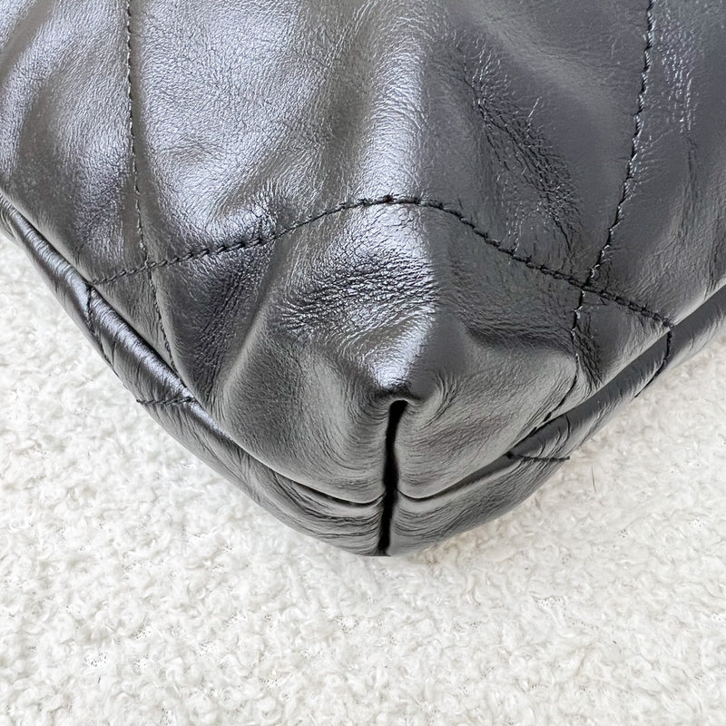 Chanel 22 Mini Hobo Handbag in Black Shiny Calfskin and AGHW