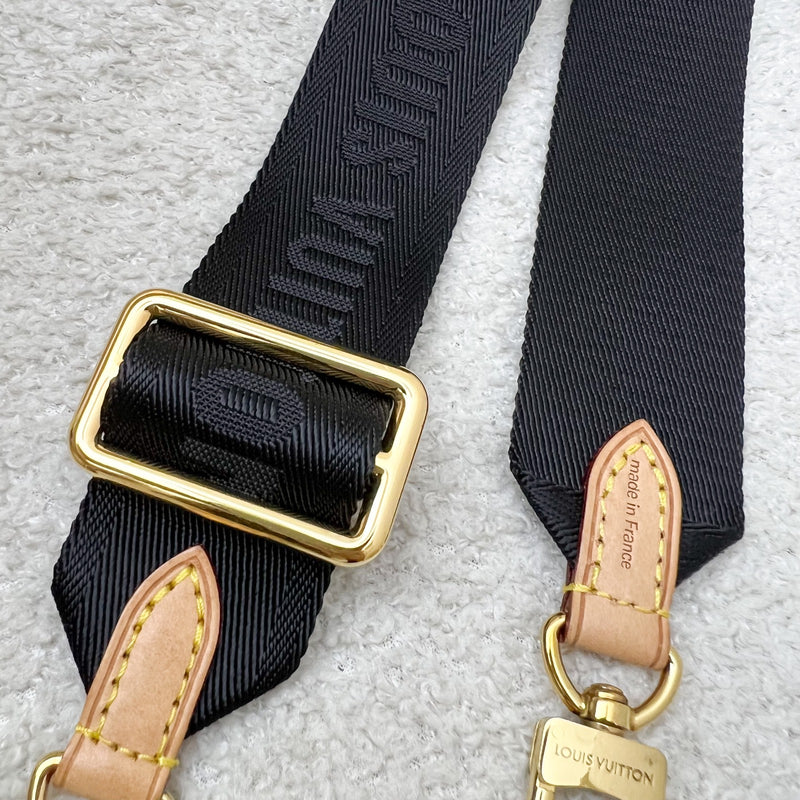 LV Bandouliere Strap in Black with Monogram Round Coin Pouch and GHW