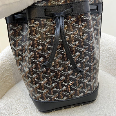 Goyard Petit Flot PM Bucket Bag in Black Goyardine Canvas