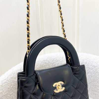 Chanel 23K Mini / Small Kelly Bag in Black Calfskin and AGHW