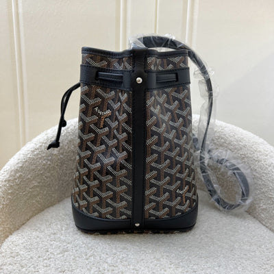 Goyard Petit Flot PM Bucket Bag in Black Goyardine Canvas