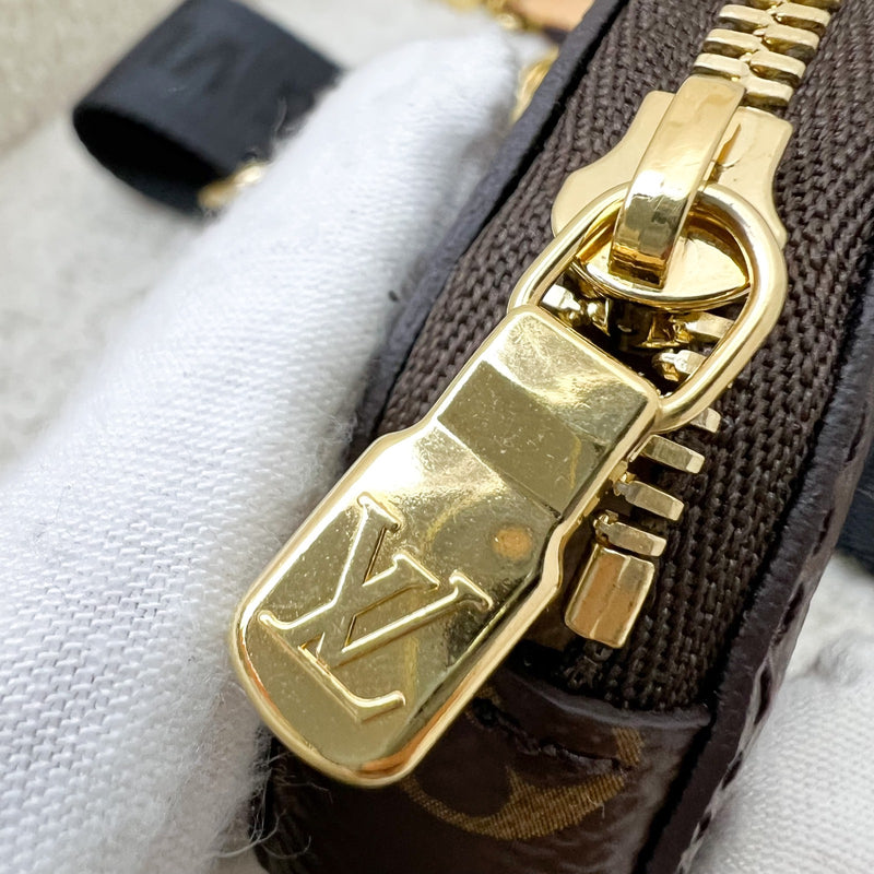 LV Bandouliere Strap in Black with Monogram Round Coin Pouch and GHW