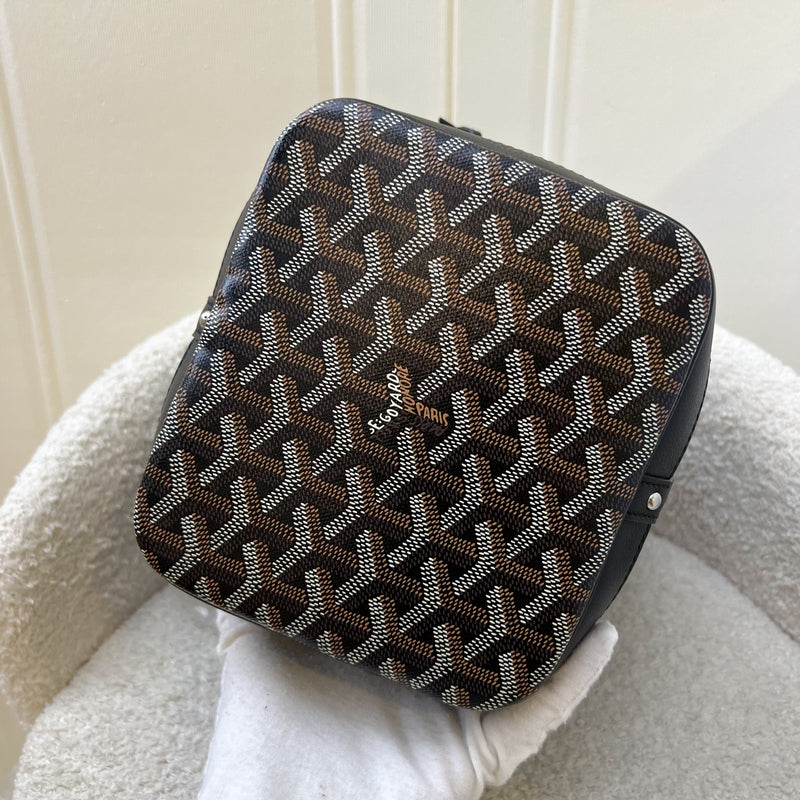 Goyard Petit Flot PM Bucket Bag in Black Goyardine Canvas