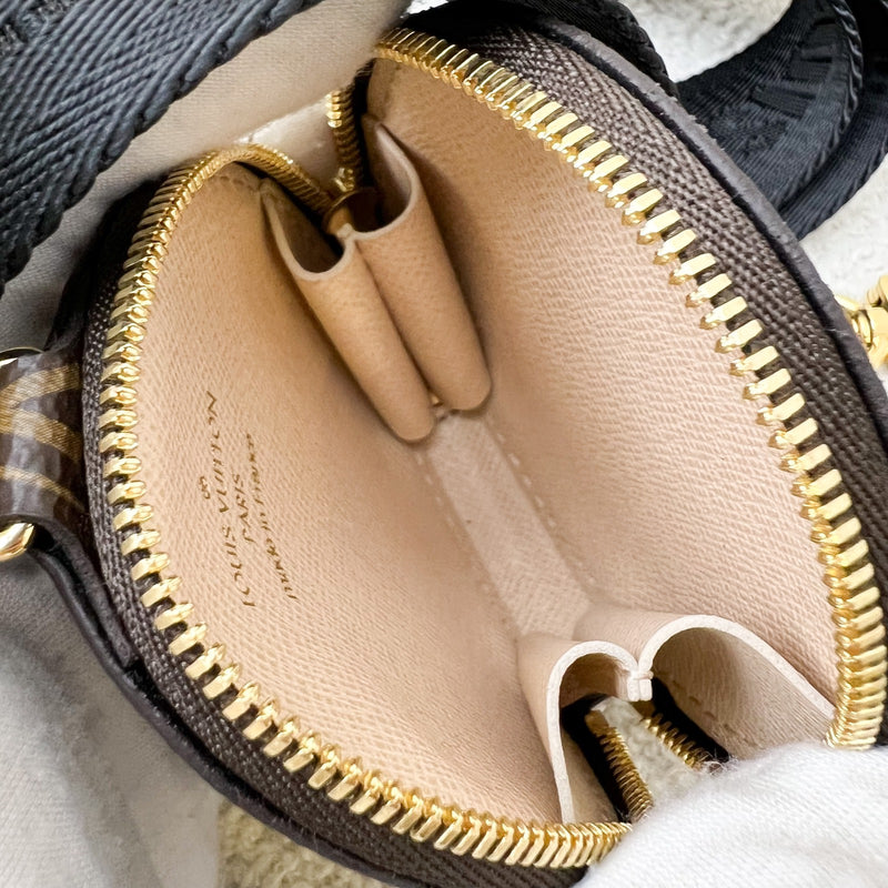 LV Bandouliere Strap in Black with Monogram Round Coin Pouch and GHW
