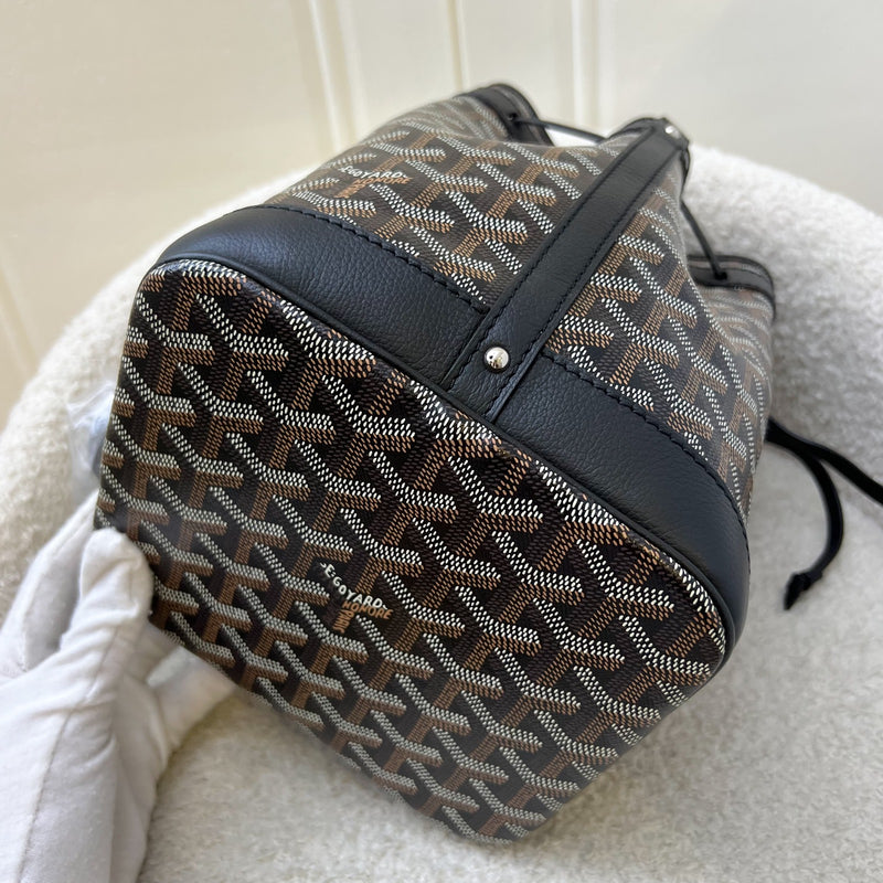 Goyard Petit Flot PM Bucket Bag in Black Goyardine Canvas